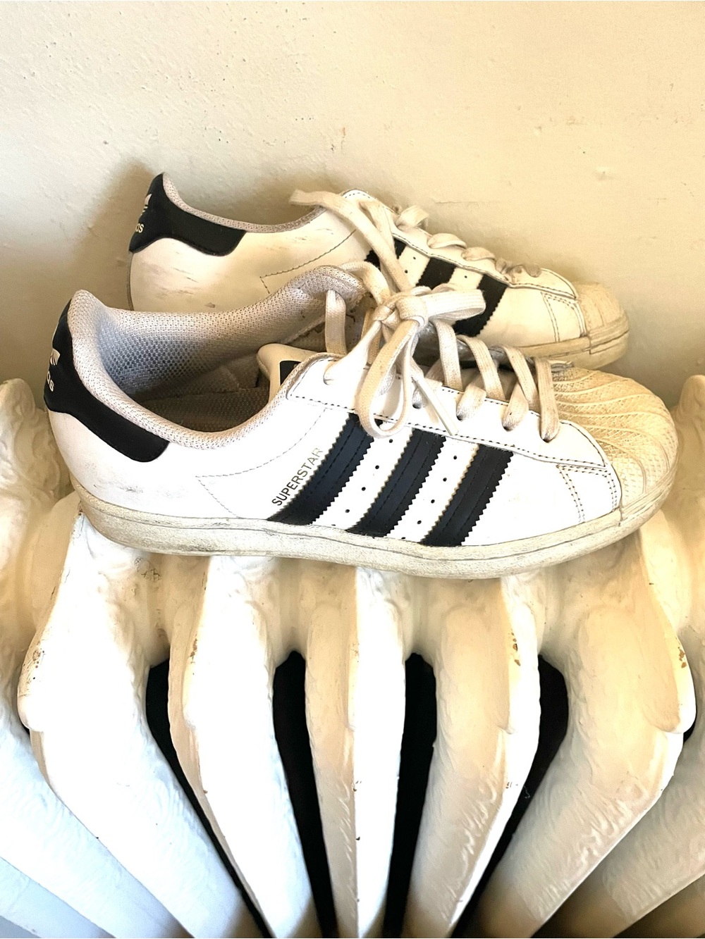 adidas White and Black Shell-Toe Lace-Up Sneakers - Picture 2 of 4